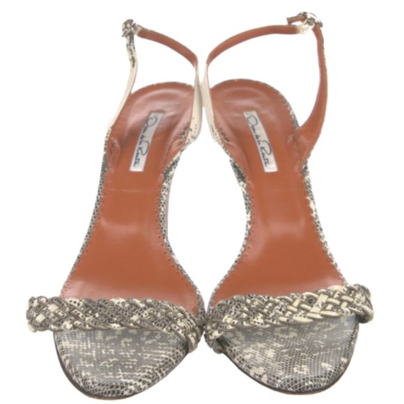 OSCAR DE LA RENTA Leather Chain-Link Accents Slingback Sandals Size: 10 | IT 41 - Picture 1 of 5